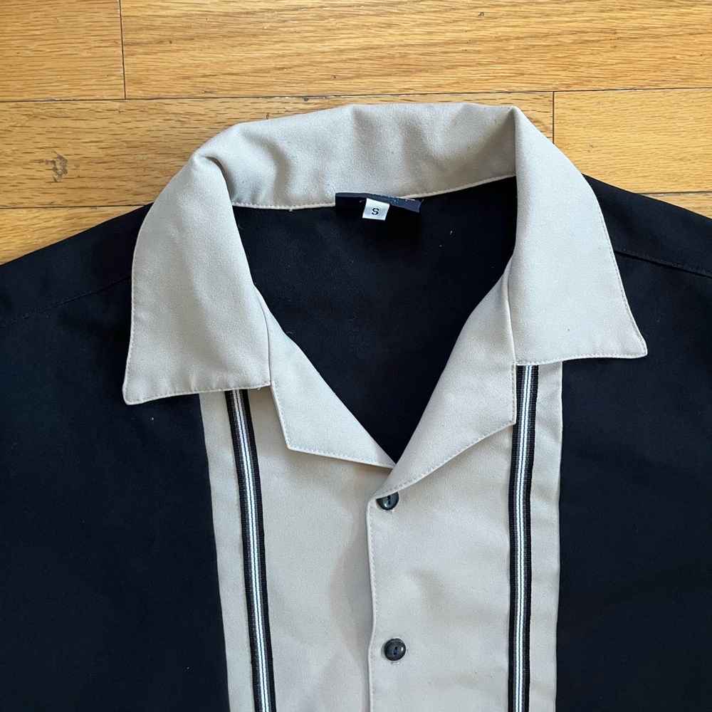 VTG Hoax Bowling Shirt Camp Collar Rockabilly Button 90s 50s Wing Collar USA - Picture 2 of 7